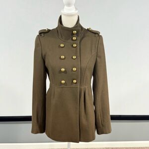 Route 66 Green Military Style Wool Blend Coat Sz Sm Double Breasted Y2K